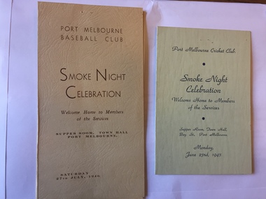 3892 - Port Melbourne Baseball Club Smoke Night programs for Returned Members 1946 & 1947.