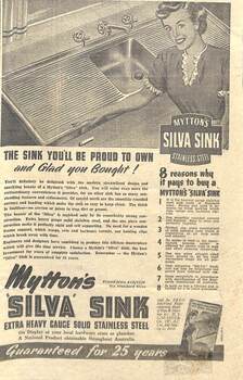 Newspaper cutting, advertisement for Mytton's Silva Sink.