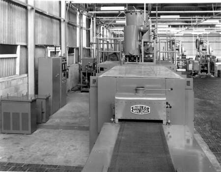 Interior of factory showing machinery.