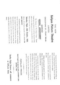 Document - Notice for the grand opening of The Eclipse Theatre Port Melbourne 1924, 1940s