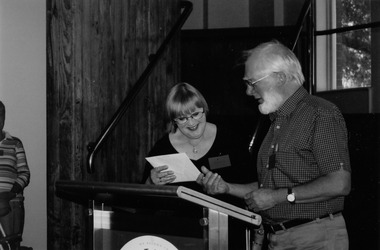 Photograph - PMHPS book launch, Port Melbourne Town Hall, Ann Smallpage, Mar 2004