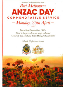 Programme, Port Melbourne Anzac Day Commemorative Service 2022, 25 Apr 2022