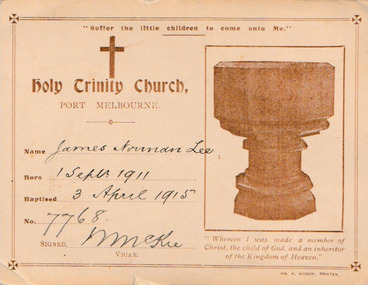 Certificate - Baptismal Certificate 1910, 1915