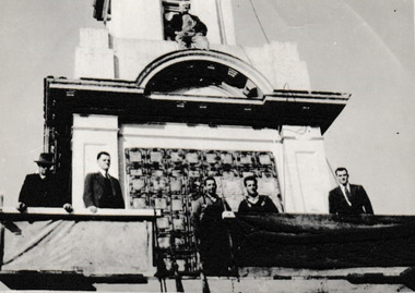 Photograph - Repairs to Port Melbourne Town Hall Clock Tower, c.1950