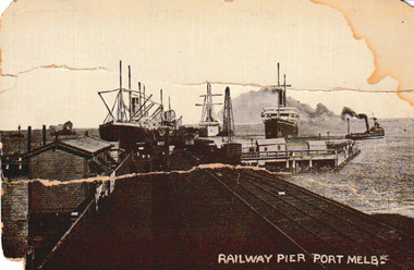 Postcard, Railway Pier, Melbourne, Victoria, c. 1900