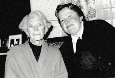 Photograph - Mrs Matters 100th Birthday with Sister Norma Barnett, Reverend Donald LANGFORD, c.1960