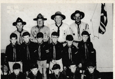 Photograph - Cub scout group with leaders, Reverend Donald LANGFORD, c.1966