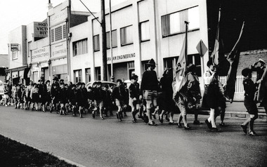 Photograph - Port Melbourne Cubs & Guides Procession Bay Street, Reverend Donald LANGFORD, 1967