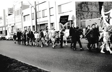 Photograph - Melbourne City Mission in procession down Bay Street, Reverend Donald LANGFORD, 1967