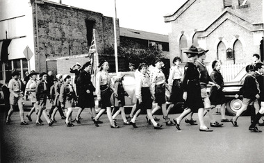 Photograph - Port Melbourne Guides & Brownies in Bay Street Procession, Reverend Donald LANGFORD, 1967