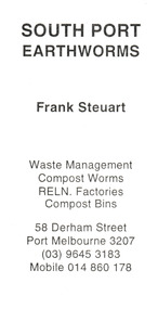 Card - South Port Earthworms Business Card, c.2015