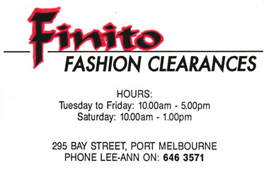 Card - Finito Fashion Clearances Business Card, c.2015