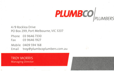 Card - Plumbco/plumbers Business Card, c.2010