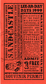 Souvenir, Pat Grainger, Souvenir Ticket Lee-Ar-Day Days 1999, November 1999