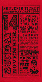 Souvenir, Pat Grainger, Souvenir Ticket Lee-Ar-Day Days 1999, November 1999