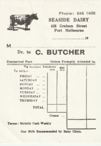 Document - Seaside Dairy invoice, c.1965