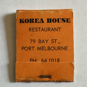 Domestic object - Matchbook, Korea House Restaurant, c.1960