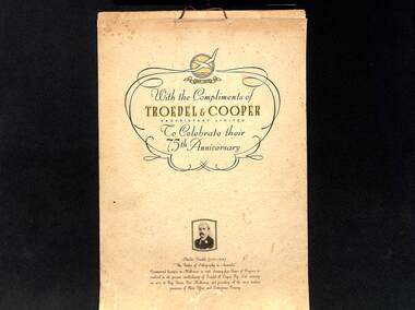 Document, Reprinted by Deepdene Photo Offset Process 1938, Troedel & Cooper Calendar 1939, Original 1863. Reprinted1938