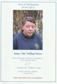 Booklet - Memorial Order of Service booklet for James 'Jim' William Power, 3 Sep 2023