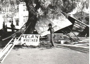 Photograph - Demolition of shelter shed at Nott Street Primary School, c.1977