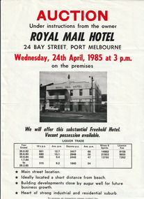 Poster - Royal Mail Hotel auction poster, 24 April 1985