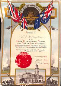 Certificate - WWII Certificate of Appreciation - L J McLAUGHLIN, 24 November 1946