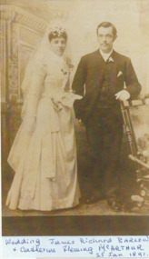 Photograph - Wedding photograph of Catherine Fleming McArthur and James Richard Barlow, 25 Jan 1891