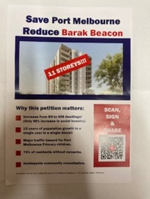 Flyer, Save Port Melbourne Reduce Barak Beacon, 2024