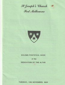 Programme - Dedication of the Altar, St Joseph's Church, Port Melbourne, 13 Nov 1984