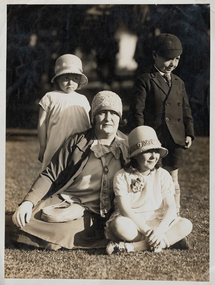 Photograph - Watters family photo in St Vincents Gardens c 1927, c 1930.  Taken from metal plate for reproduction in newspaper
