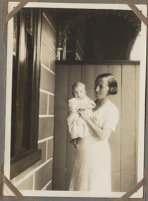 Photograph - Elsie Nicholson holding baby Fred, 1940s