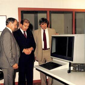 Photograph - Inspection of Computer equipment, City of Port Melbourne, c. 1980