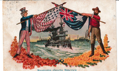 Souvenir - Souvenir Post Card relating to visit of the Great White Fleet, 1908