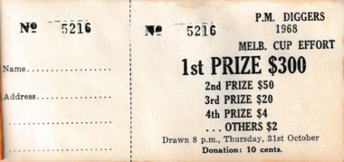 Booklet - P M Diggers Club Raffle Book, 1968