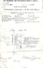 Plan - MMBW Drainage plan for 184 Dow Street Port Melbourne
