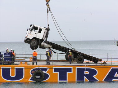 Photograph - Truck Stranded on Princes Pier, 18 Nov 2003