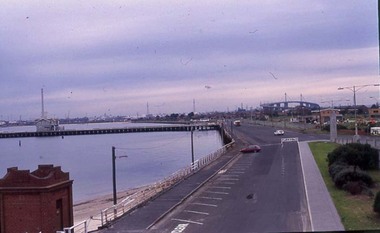Photograph - Port Melbourne beach looking west towards West Gate bridge early 1980s