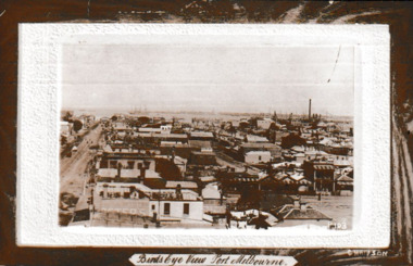 Postcard, Birds Eye View Port Melbourne, c.1900