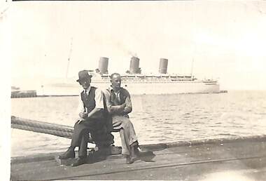 Photograph - Empress of Britain with John May and Ron Stranks in foreground