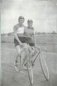Photograph - John May and Ron Stranks on racing bicycles