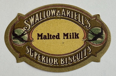 Ephemera - Label - Swallow & Ariell's Malted Milk Biscuits, c 1890-1920