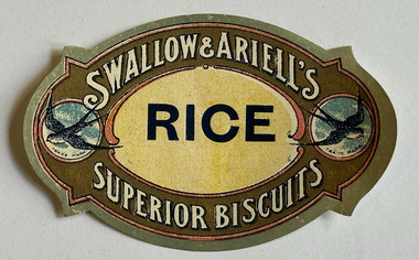 Ephemera - Label - Swallow & Ariell's Rice Biscuits, c 1890-1920