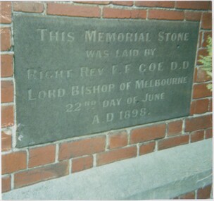 Photograph - Memorial Stone 1898 Holy Trinity