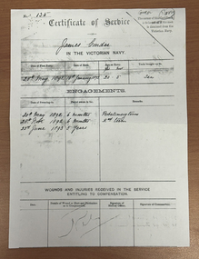 Certificate - Photocopy, Certificate of Service, James Condor, Navy, 1904 - 1959