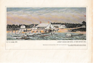 Print, National Bank of Australia, Liardet's Beach and Hotel in their heyday (Vic), 1875