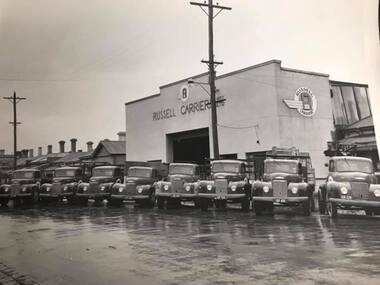 Photograph - Trucks outside Russell Carriers Pty Ltd