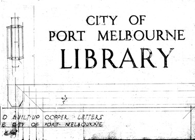 Plan - Lettering (detail), Port Melbourne Library, c1938
