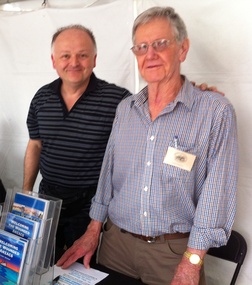 Photograph - George TSINGOS and Terry KEENAN, Launch of Welcoming the Wounded Anzacs, 19 Oct 2014