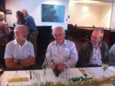 Photograph - Bob GARDINER, Chris PIPER and Phil KING, PMHPS Christmas Party, 2015, Ann Gibson, 14 Dec 2015