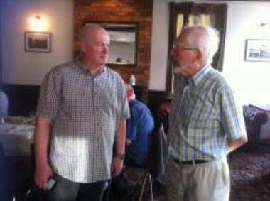 Photograph - David THOMPSON and Graham BRIDE, PMHPS Christmas Party, 2015, Ann Gibson, 14 Dec 2015